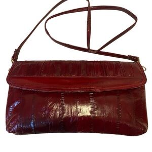 Burgundy  70’s Eel Skin Crossbody Bag
